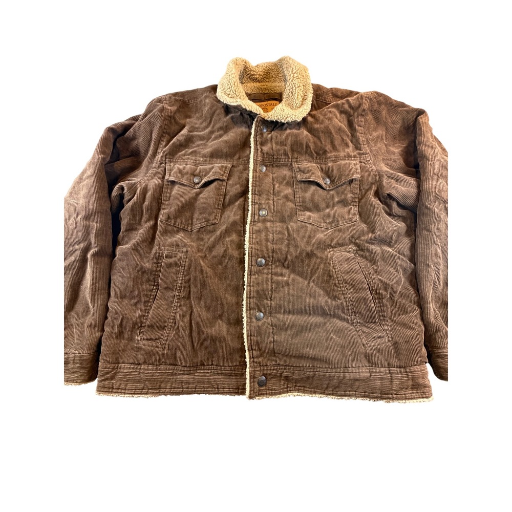 Aeropostale Mens XL Brown Corduroy Sherpa Lined Trucker Jacket Style 235